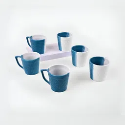 Storepedia Blue & White Handcrafted Textured Ceramic Matte Cups Set of Cups and Mugs-picture-10