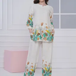 BAESD Printed Pure Cotton Round Neck Tunic With Palazzos Co-Ords-picture-3