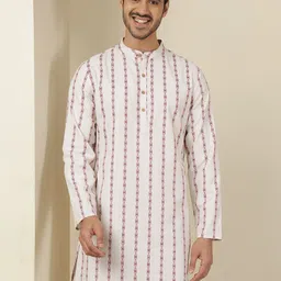 Anouk Rustic Striped Mandarin Collar Cotton Straight Kurta-image-50