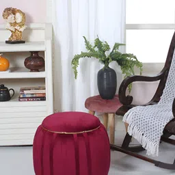 Shadowkart Maroon Round Pouffes Ottomans Stool-image-34