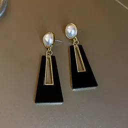 Celestique Pearls Studded Contemporary Shaped Drop Earrings-image-40