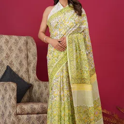 Shivanya Handicrafts Floral Pure Cotton Block Print Saree-image-32