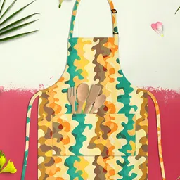 ArtzFolio Kids Yellow & Blue Printed Cotton Aprons-12