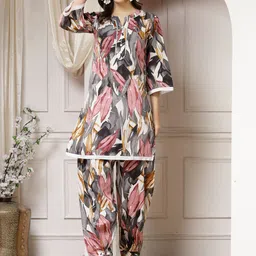 Indibelle Abstract Printed Pure Cotton Tunic With Trouser Co-Ords image 1