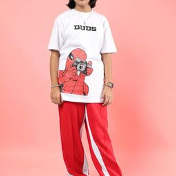 WEARDUDS Peter Kids Spider-Man Printed Round Neck Pure Cotton T-Shirt With Trouser-image-40