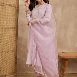 Moda Rapido Women Ethnic Motifs Printed Kurta with Trousers & Dupatta-image-98