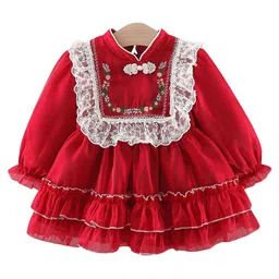 StyleCast x Revolte Girls Ethnic Motifs Embroidered Georgette A-Line Dress-image-41