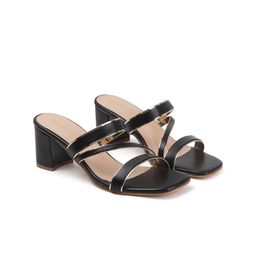 DressBerry Women Textured Party Block Sandals with Buckles-image-62