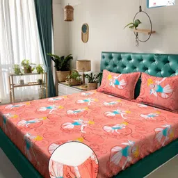 Myntra Elegant Homes Cartoon Characters Printed 400 TC King Bedsheet with 2 Pillow Covers-image-24