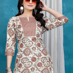 ZELZIS Women Floral Printed Regular Pure Cotton Kurta with Palazzos-picture-48