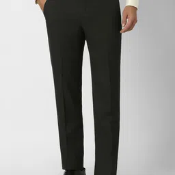 Van Heusen Men Solid Slim Fit Mid-Rise Flat-Front Trousers-picture-23