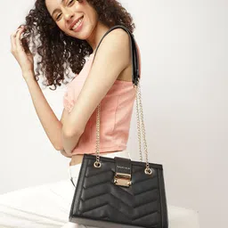 Fastrack Textured PU Structured Shoulder Bag with Applique image 5