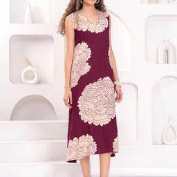 BAESD Women Floral Printed V-Neck A-Line Midi Dress-image-7
