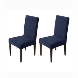 HOUSE OF QUIRK Set Of 2 Navy Blue Jacquard Chair Covers-picture-6