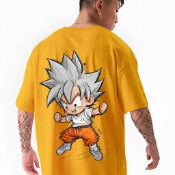 ANGERHOOD Graphic Goku Printed Drop-Shoulder Sleeves Oversized Cotton T-shirt-picture-7