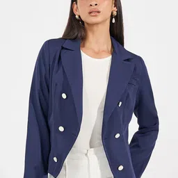 Styli Notched Lapel Double Breasted Blazer-image-83