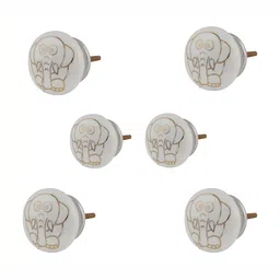 Indianshelf 6-Pcs White Printed Ceramic Knobs-image-56