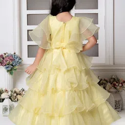 Tiny Kingdom Embellished Flutter Sleeve Net Fit & Flare Maxi Dress image 4