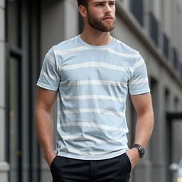 WROGN Striped Round Neck Slim Fit T-shirt-image-17