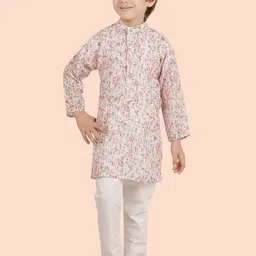 Ethniks Neu-Ron Boys Floral Printed Regular Pure Cotton Kurta with Pyjamas-41