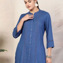 Nayam By Lakshita Women Mandarin Collar Straight Kurti-picture-55