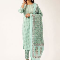 SZN Women Ethnic Motifs Printed Regular Pure Cotton Kurta with Trousers & With Dupatta-picture-16