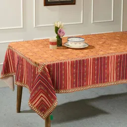 Fabindia Yellow & Red Striped Cotton 6-Seater Rectangle Table Cover-image-34
