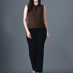 The Roadster Lifestyle Co Shirt Collar Sleeveless Top-image-74