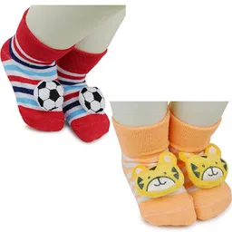 NESKA MODA Kids-Unisex Set Of 2 Ankle Length Cotton Socks-56