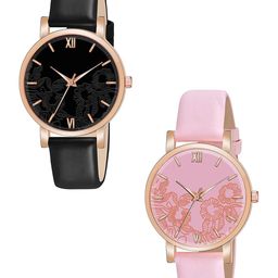 CSAMON Women Pack Of 2 Printed Analogue Watch C36RG BLK PINK R1 L-image-17