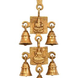 Exotic India Brass Ganesha & Lakshmi Wall Hanging Bells-picture-46