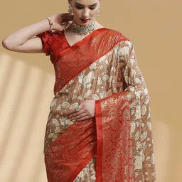 Anouk Rustic Kalamkari Zari Silk Blend Bagh Saree image 3