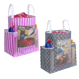 prettykrafts Pink & White 2 Pieces Printed Laundry Bag 45L-89