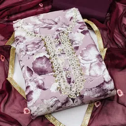 SHADOW & SAINING Floral Printed Beads and Stones Unstitched Dress Material-image-80