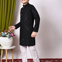 BAESD Boys Embroidered Regular Sequinned Kurta with Pyjamas image 5