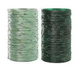 Guddan Set of 96 Pista & Green Metal Bangles-image-2
