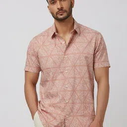 Mufti Men Spread Collar Abstract Printed Cotton Slim Fit Casual Shirt-image-83
