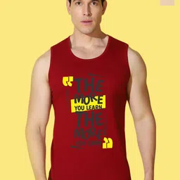 WOOSTRO Pack Of 2 Printed Combed Cotton Gym Vests VWS26(ALONE RUST)(MORE MAROON)-30