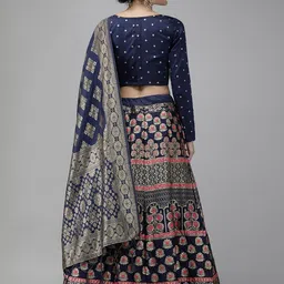 Mr Y Printed Thread Work Semi-Stitched Lehenga & Unstitched Blouse With Dupatta image 2