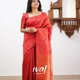 SANJANA SILK Ethnic Motifs Zari Kanjeevaram Saree-image-10