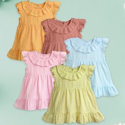 Kidbea Puff Sleeve Linen A-Line Dress-image-70