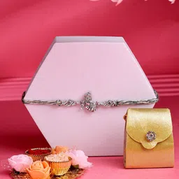 ADIVA Men 4Pcs Lord Krishna Stone Studded Thread Rakhi With Pooja Thali & Roli Chawal Bag-picture-41
