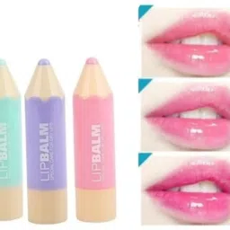 3Pc Crayons Pencil Shape Lip Balm Lip Moisturizing Stick Mix Fruity-image-3
