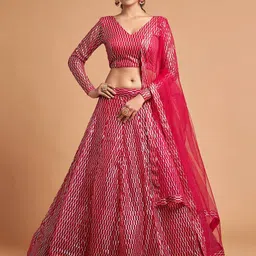 DIVASTRI Embellished Sequinned Semi-Stitched Lehenga & Unstitched Blouse With Dupatta-picture-21