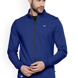 Triptee Men Stand Collar Solid Cotton Sporty Jacket-image-1