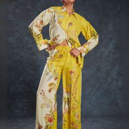 ODETTE Yellow Linen Printed Stitched Co-Ord Set-picture-17