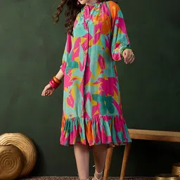 Sangria Printed A-Line Ethnic Dress-picture-51
