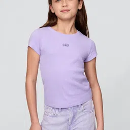 GAP Kids Girls Round Neck Pure Cotton T-Shirt-image-66