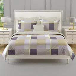 SWAYAM Purple & White Geometric 210 TC King Bedsheet with 2 Pillow Covers-image-79
