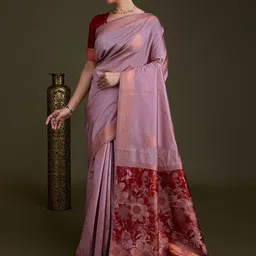 Peachmode Woven Design Zari Pure Silk Banarasi Saree-image-96